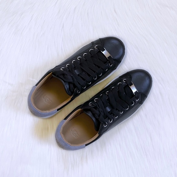 UGG Women’s Milo Black Leather Sneakers - Picture 3 of 7